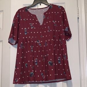 Elegant Burgundy Floral Blouse